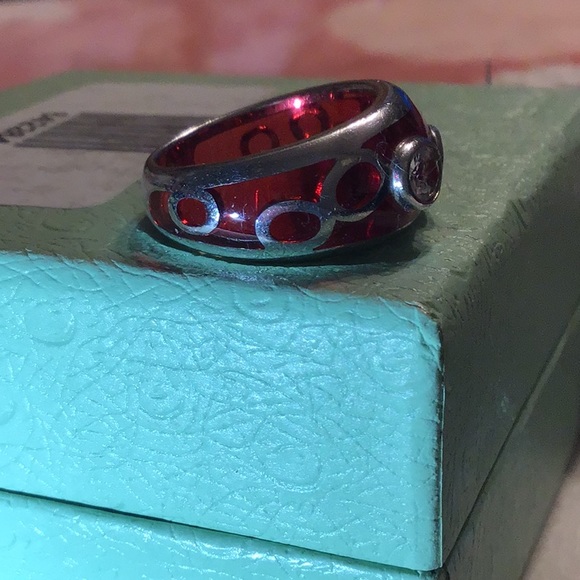 ANGELIQUE DE PARIS WHITE TOPAZ & RESIN RING 925 SS - Picture 3 of 7